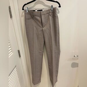 Banana Republic Women's Houndstooth Pants - Brown and Cream HIGH-RISE STRAIGHT
